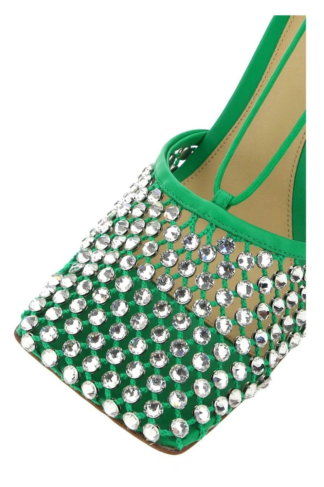 Bottega Veneta Crystal Stretch Mesh Lace-Up Sandal in Green Size US 10.5 / IT 40.5 - 3 Thumbnail