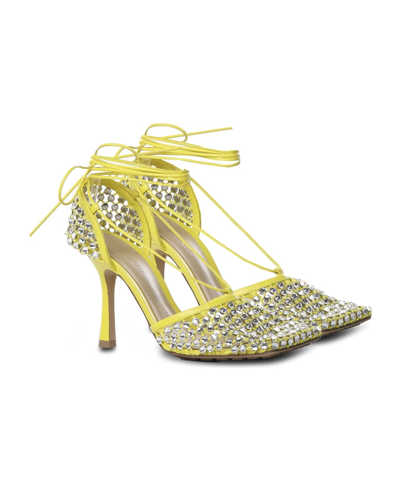 Bottega Veneta sparkle stretch lace-up sandal yellow Size US 7.5 / IT 37.5 - 2 Thumbnail