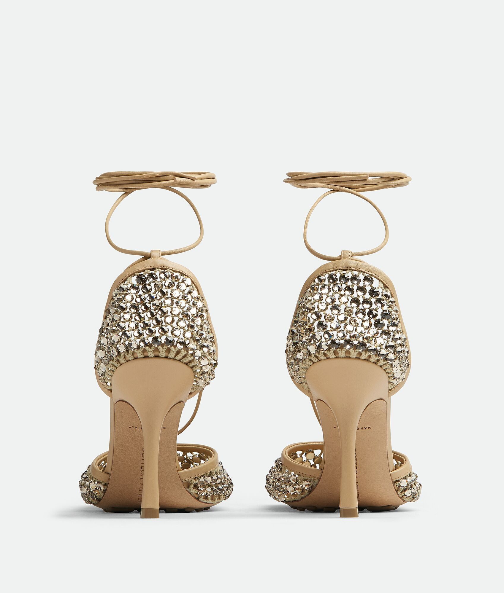 Bottega Veneta sparkle stretch lace-up sandal beige Size US 7 / IT 37 - 3 Thumbnail
