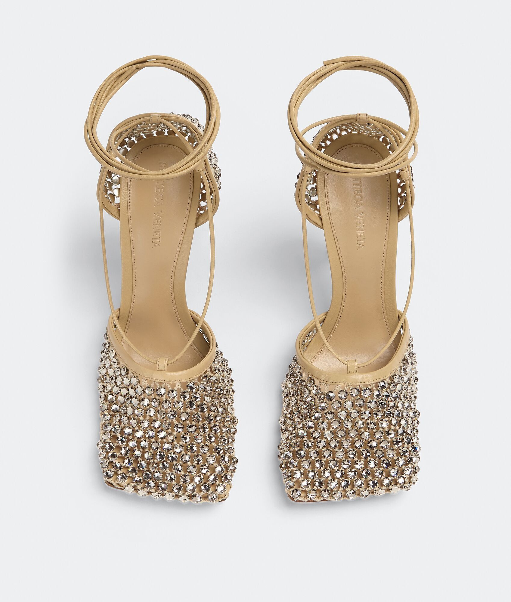 Bottega Veneta sparkle stretch lace-up sandal beige Size US 12 / IT 42 - 4 Thumbnail