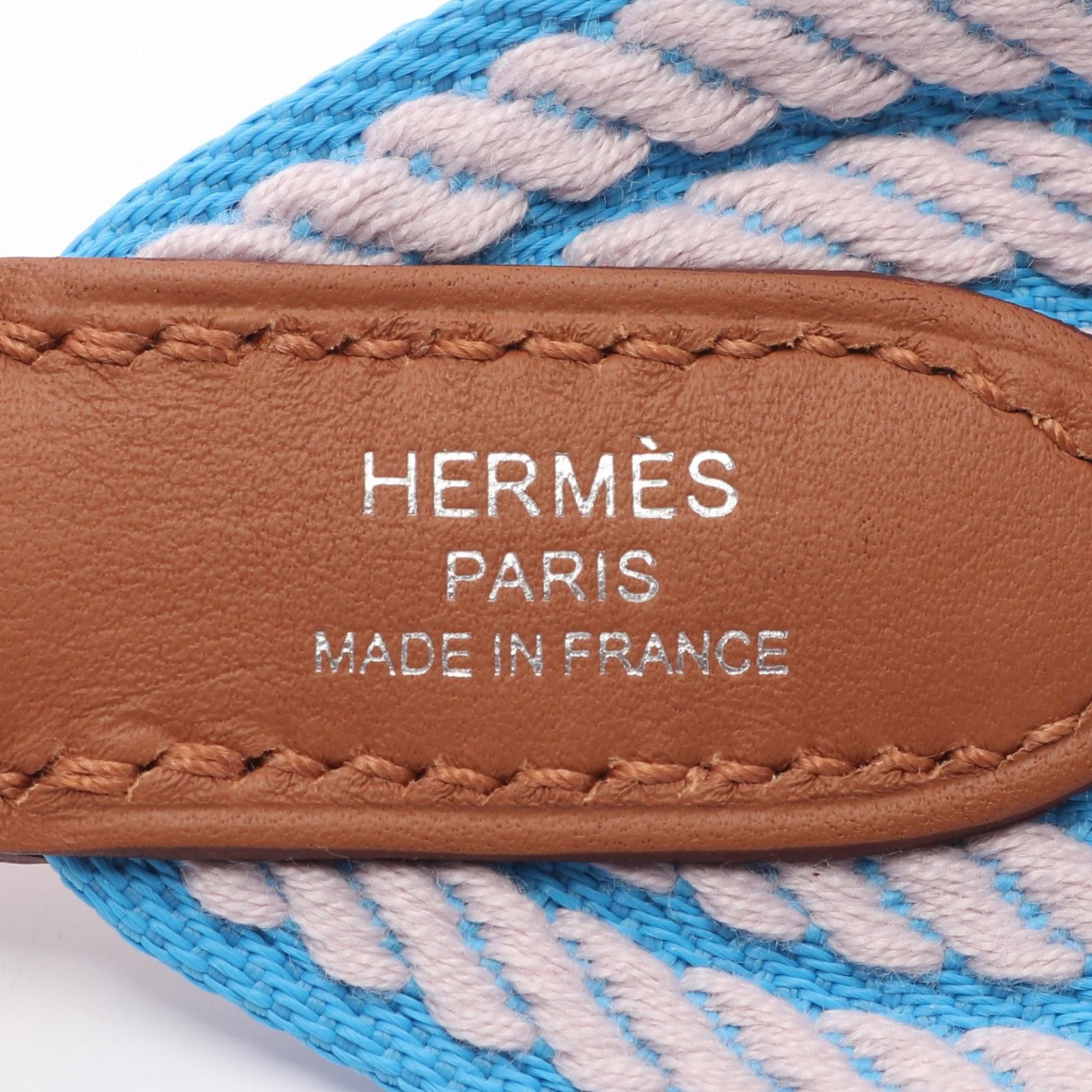 Hermes Hermes Sangle Cordage Blue Azure Mauve Pail Gold Shoulder Strap Toile Veau Swift Light Pink Brown Silver Hardware Double Engraved Size ONE SIZE - 4 Thumbnail