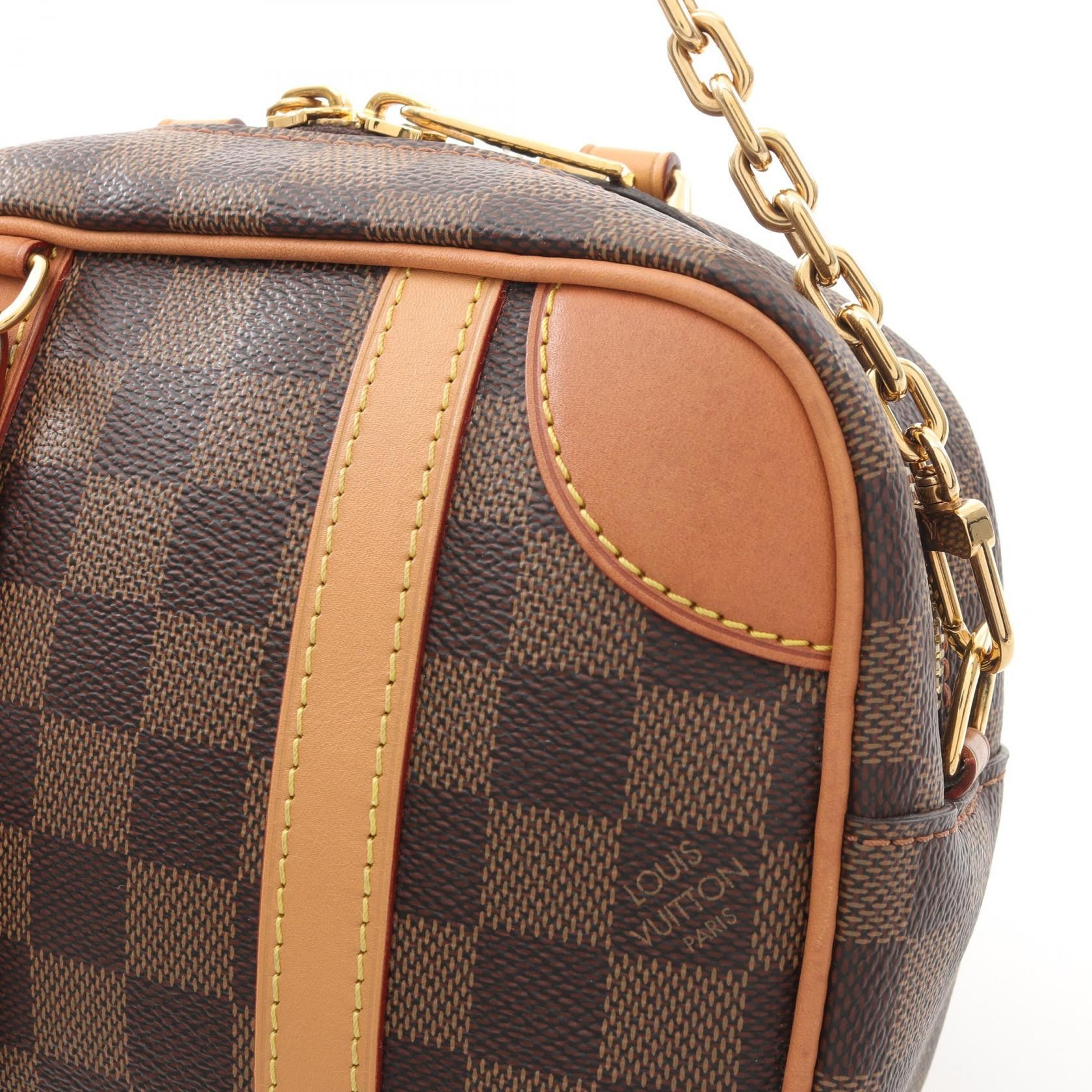 Louis Vuitton Louis Vuitton Valise Souple Bb Damier Ebene Chain Handbag Leather Brown Size ONE SIZE - 6 Thumbnail