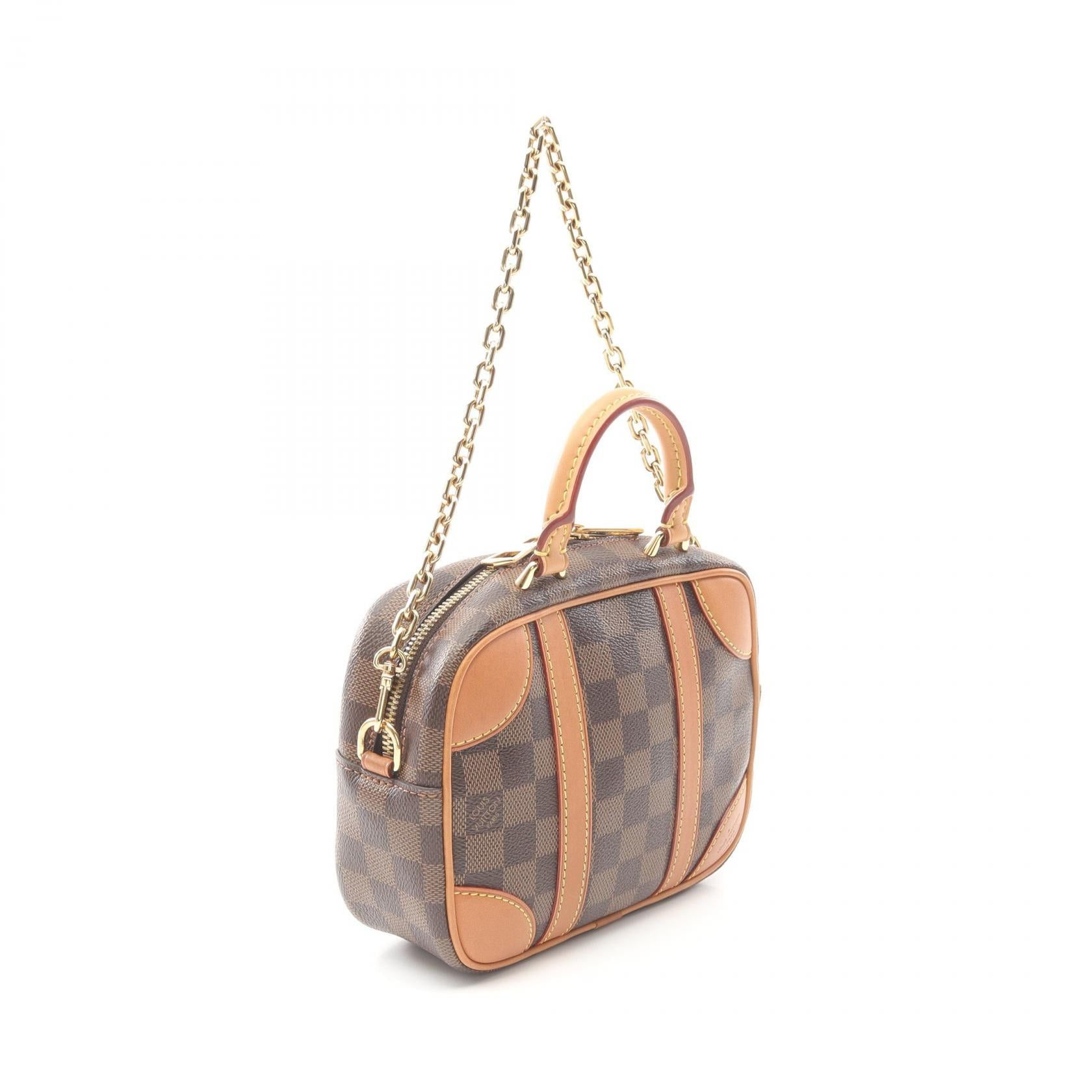 Louis Vuitton Louis Vuitton Valise Souple Bb Damier Ebene Chain Handbag Leather Brown Size ONE SIZE - 2 Thumbnail