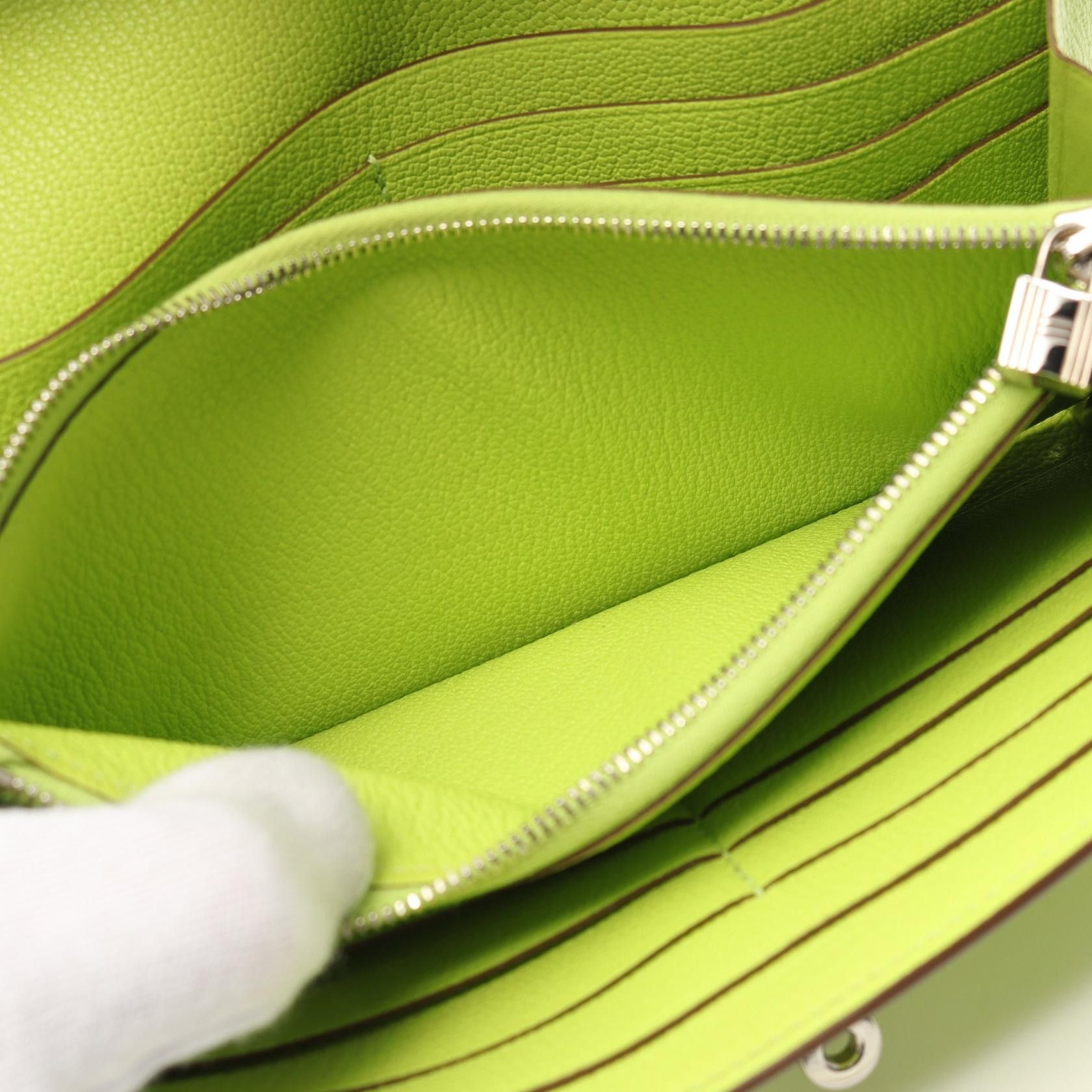 Hermes Hermes Kelly Wallet Apple Green Trifold Long Chevre Yellow-Green Silver Hardware Stamp Size ONE SIZE - 6 Thumbnail