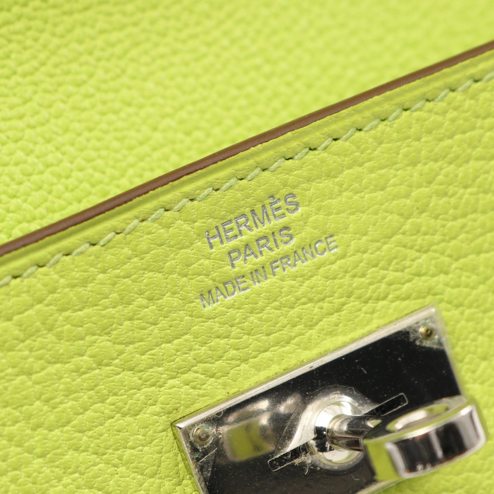 Hermes Hermes Kelly Wallet Apple Green Trifold Long Chevre Yellow-Green Silver Hardware Stamp Size ONE SIZE - 4 Thumbnail
