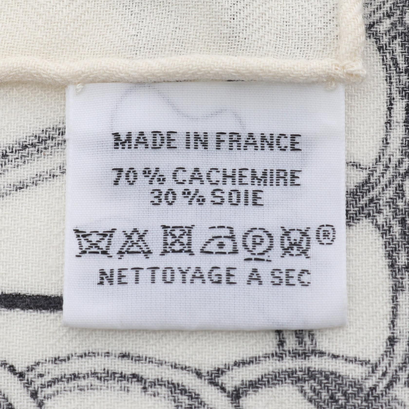 Hermes Hermes Carréjean Carres 140 Kaleidoscope Effect Scarf Shawl Cashmere Silk Ivory Black Size ONE SIZE - 3 Thumbnail
