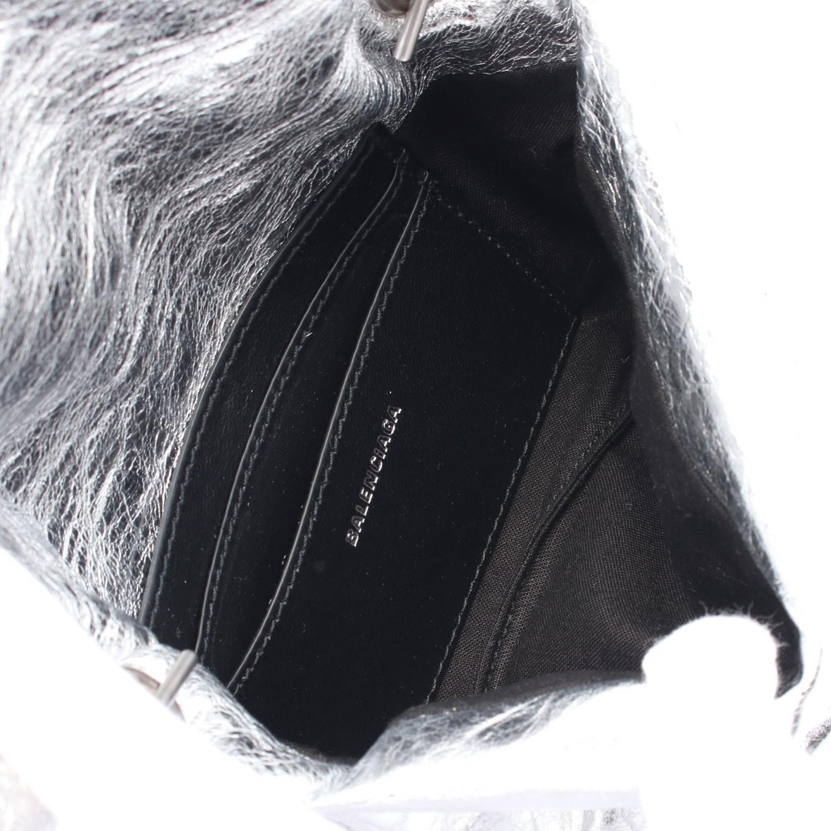 Balenciaga Balenciaga Monaco Nano Bag Metallized Shoulder Leather Silver Size ONE SIZE - 3 Thumbnail