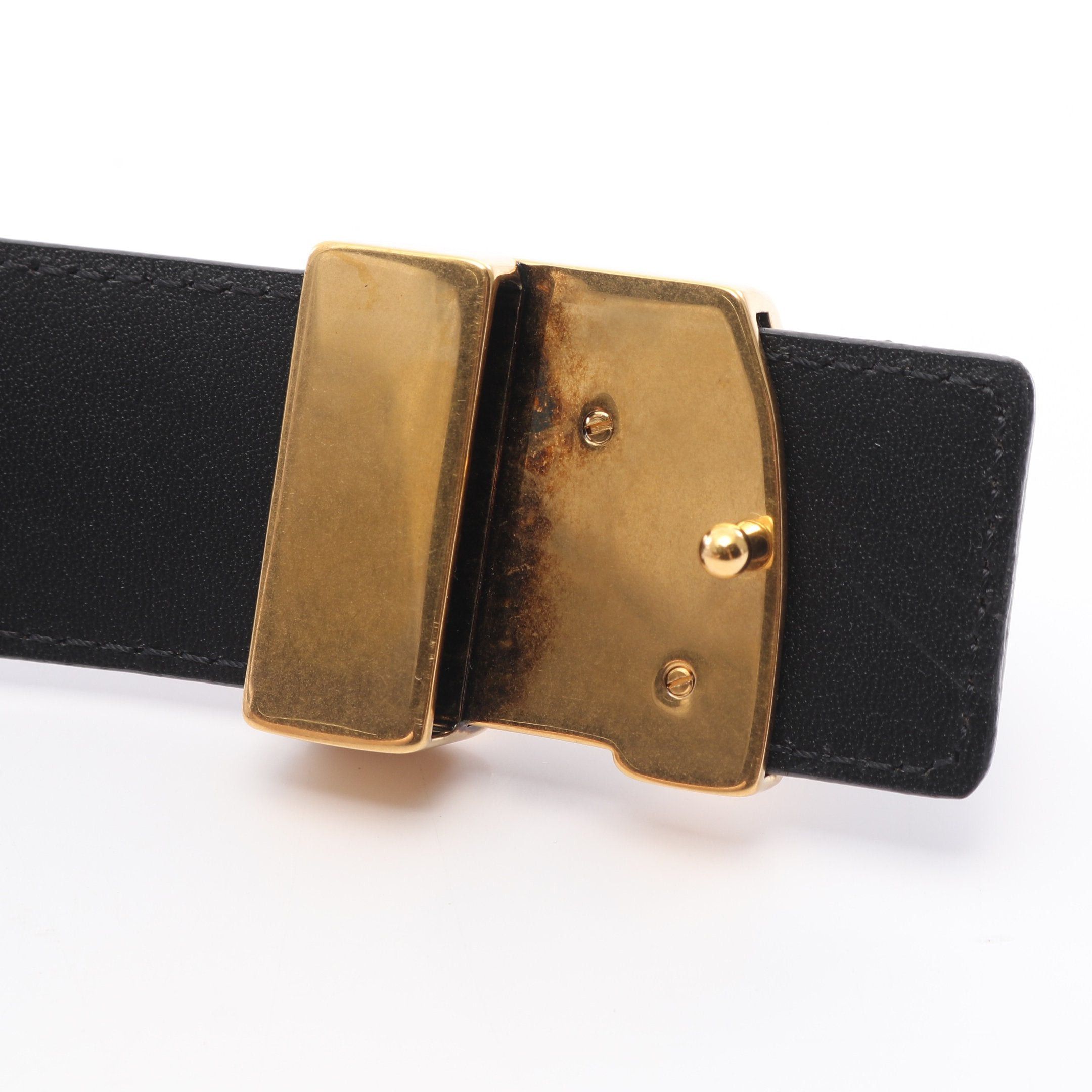 Louis Vuitton Louis Vuitton Ceinture Lv New Wave Belt Leather Black Multicolor Gold Hardware Size ONE SIZE - 7 Thumbnail