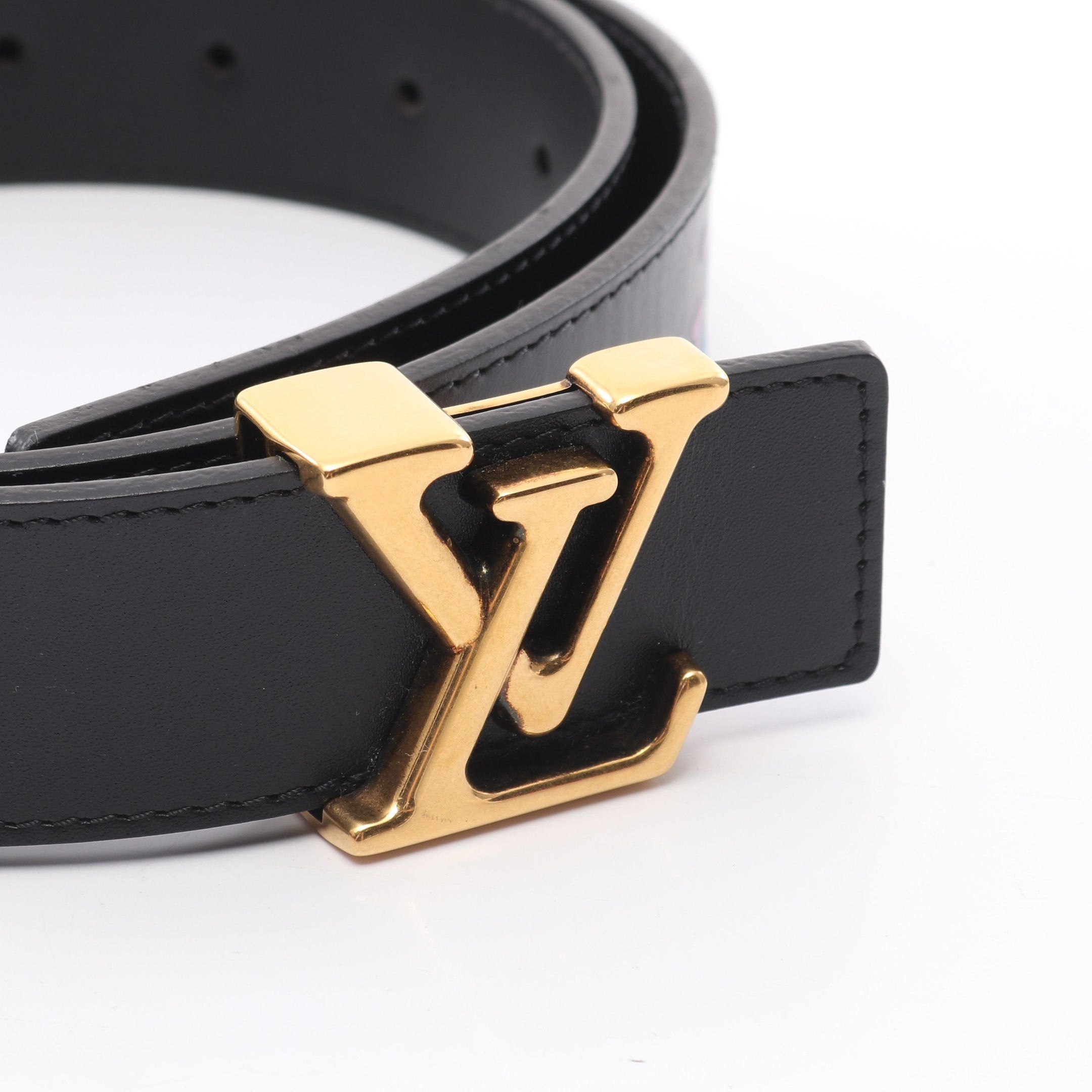 Louis Vuitton Louis Vuitton Ceinture Lv New Wave Belt Leather Black Multicolor Gold Hardware Size ONE SIZE - 2 Thumbnail