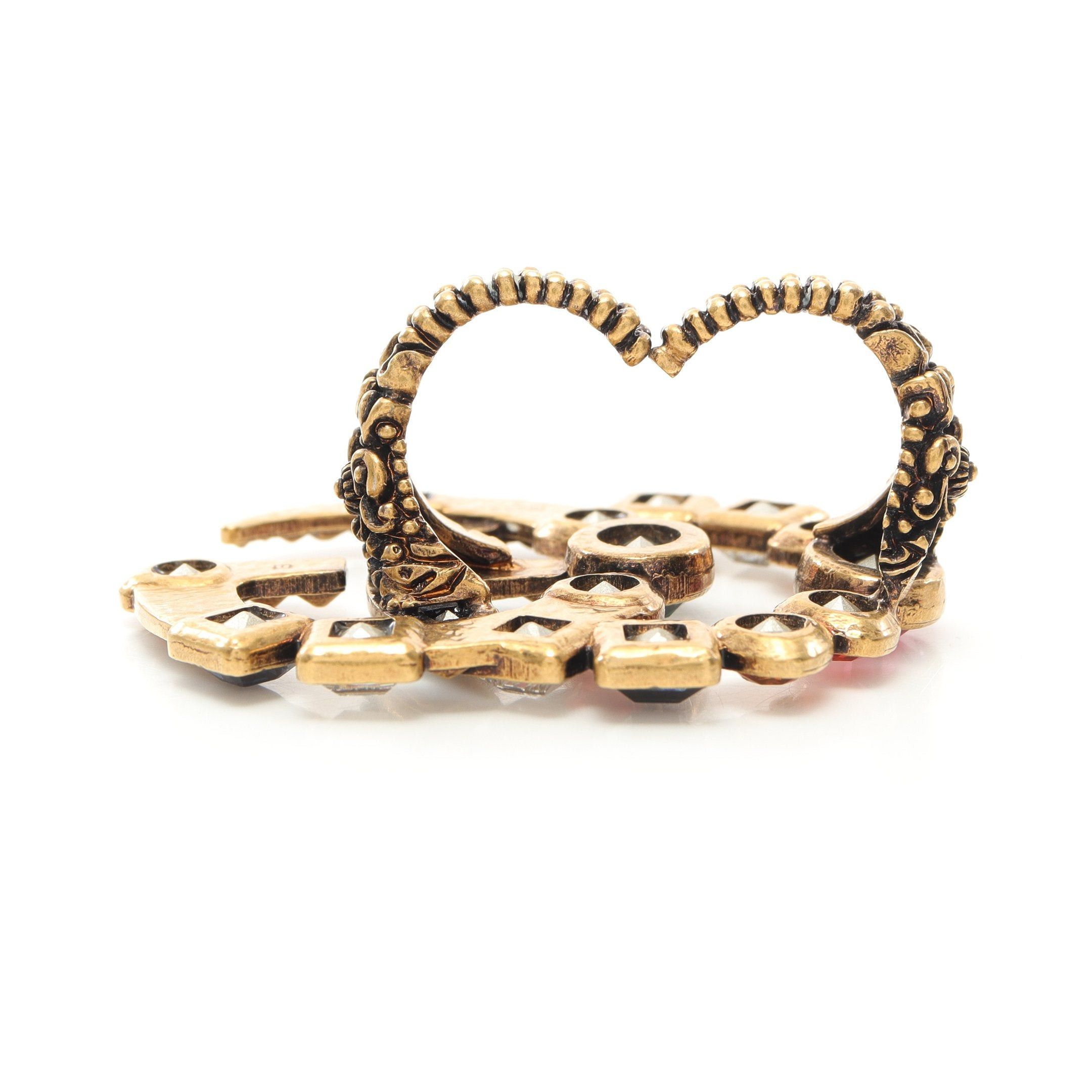 Gucci Gucci Gg Marmont Bijou Double Finger Ring Gp Rhinestone Gold Multicolor Size ONE SIZE - 8 Thumbnail