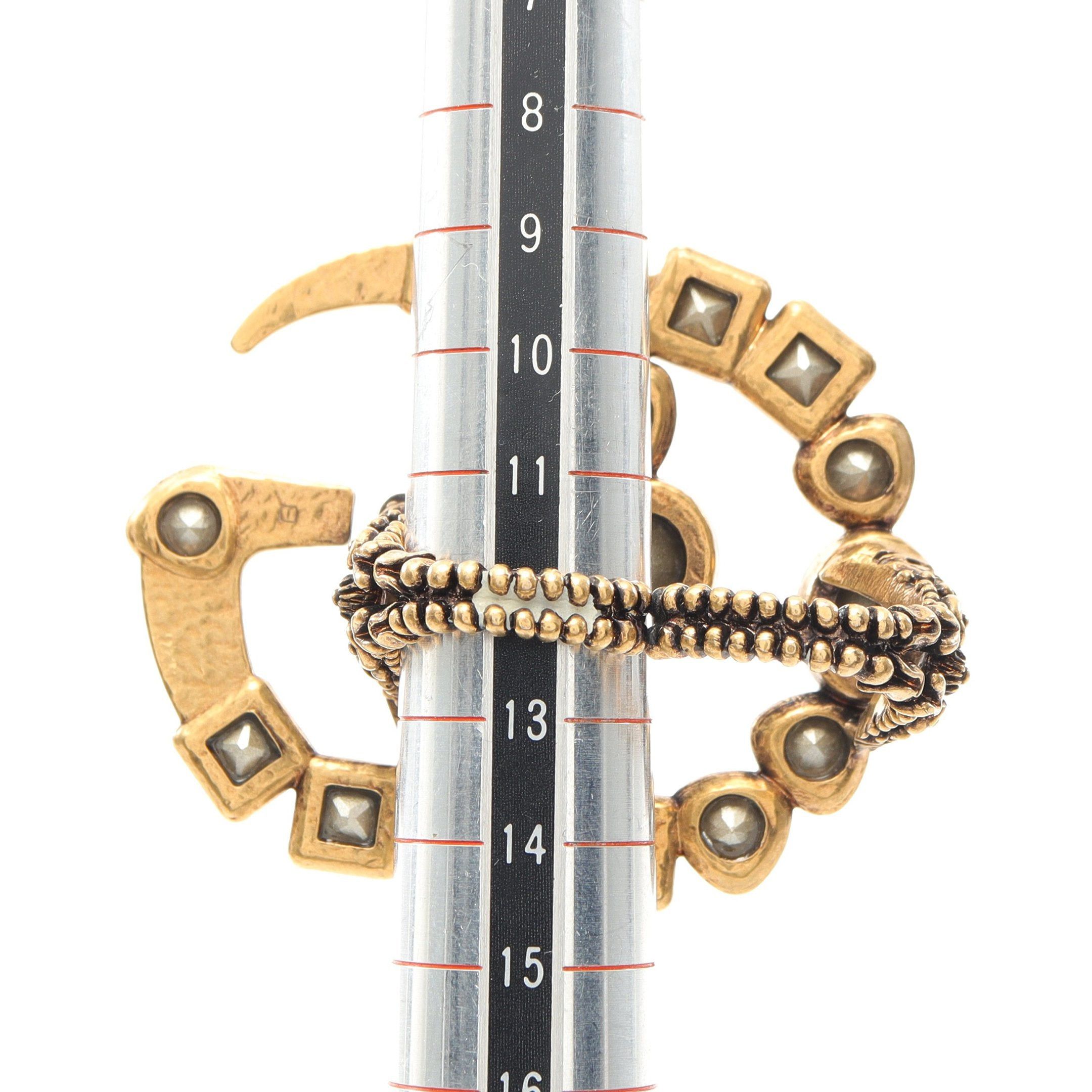 Gucci Gucci Gg Marmont Bijou Double Finger Ring Gp Rhinestone Gold Multicolor Size ONE SIZE - 5 Thumbnail