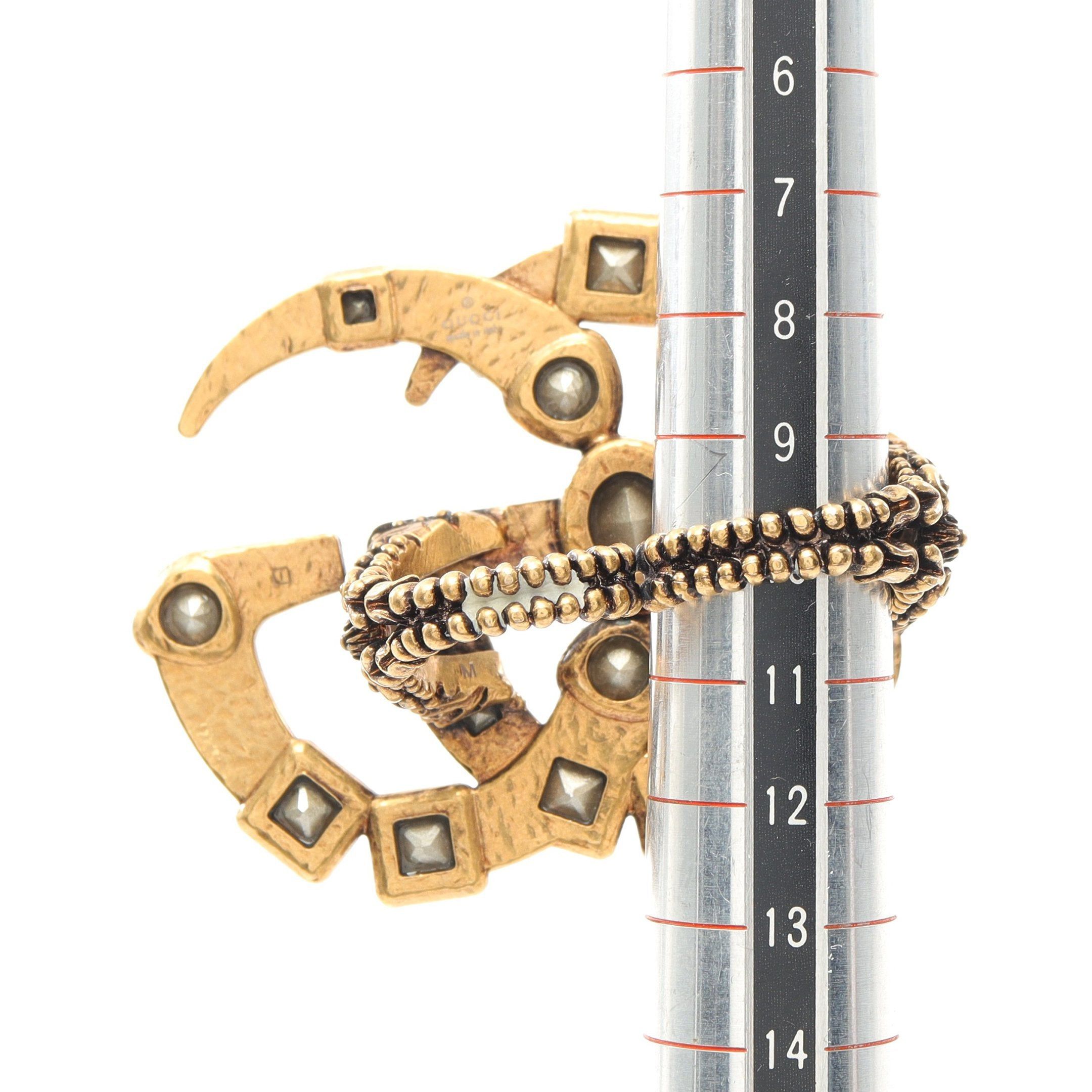 Gucci Gucci Gg Marmont Bijou Double Finger Ring Gp Rhinestone Gold Multicolor Size ONE SIZE - 6 Thumbnail