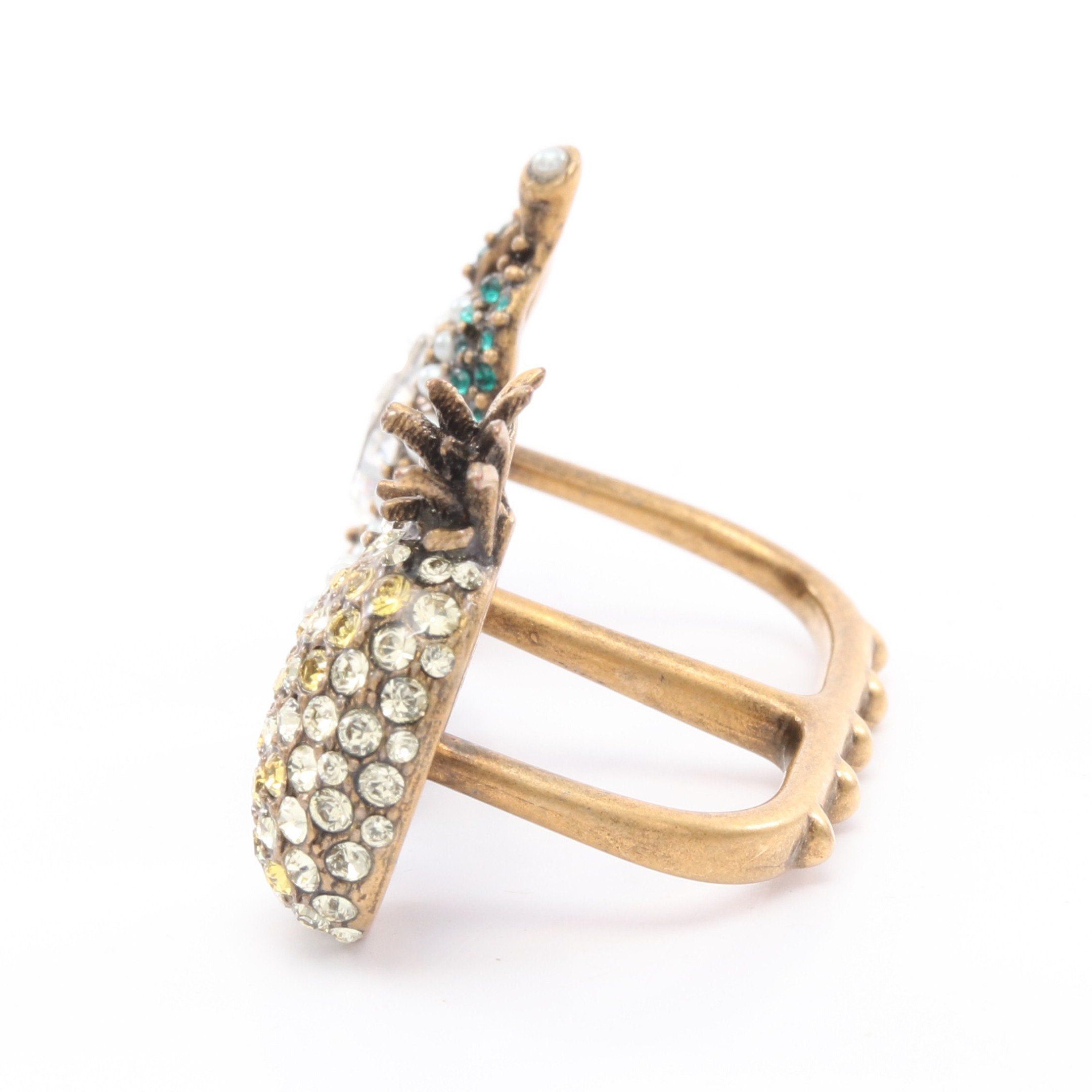 Gucci Gucci Double Finger Ring Fruits Gp Fake Pearl Rhinestone Gold Multicolor Size ONE SIZE - 2 Thumbnail