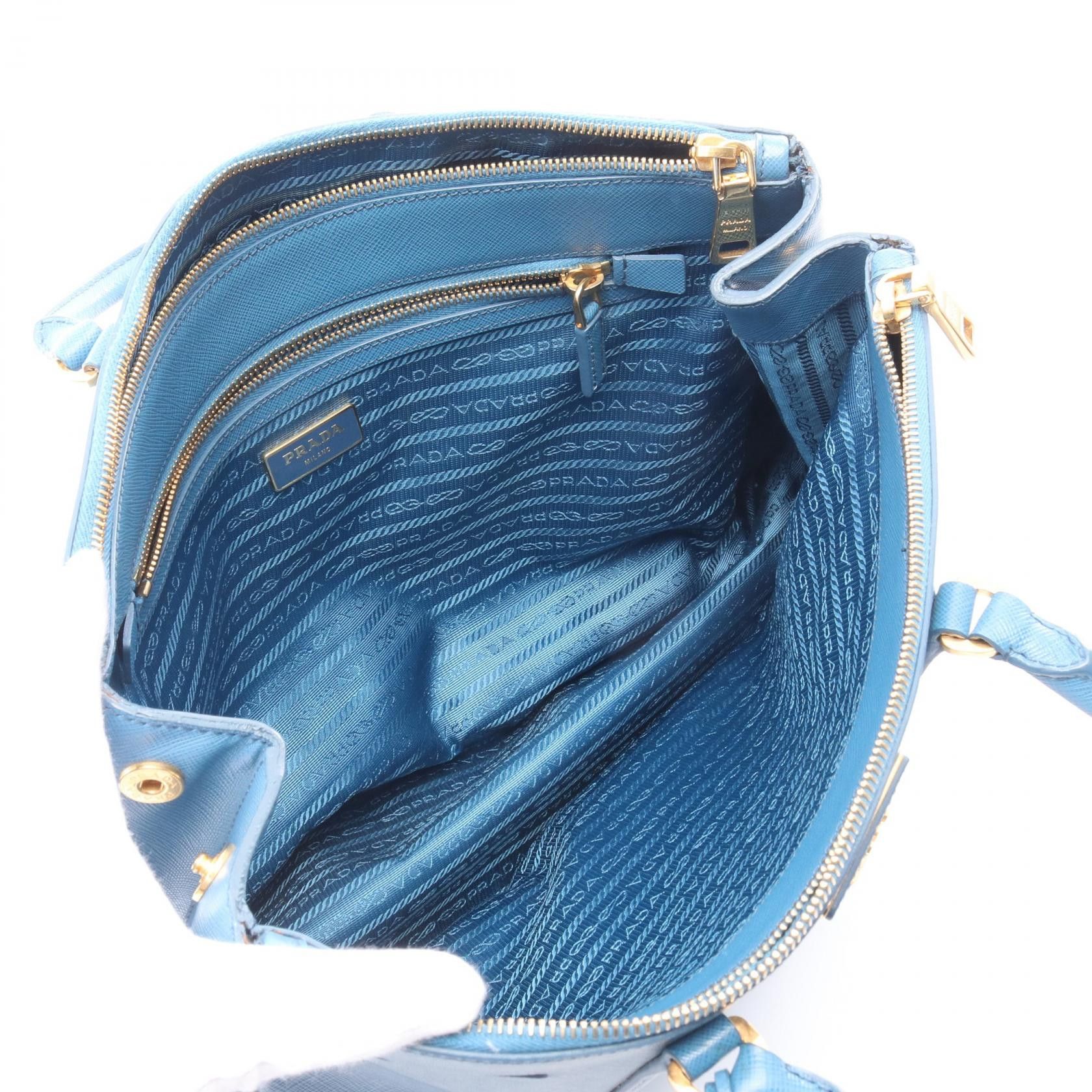 Prada Prada Saffiano Lux Galleria Handbag Tote Bag Leather Blue Size ONE SIZE - 3 Thumbnail