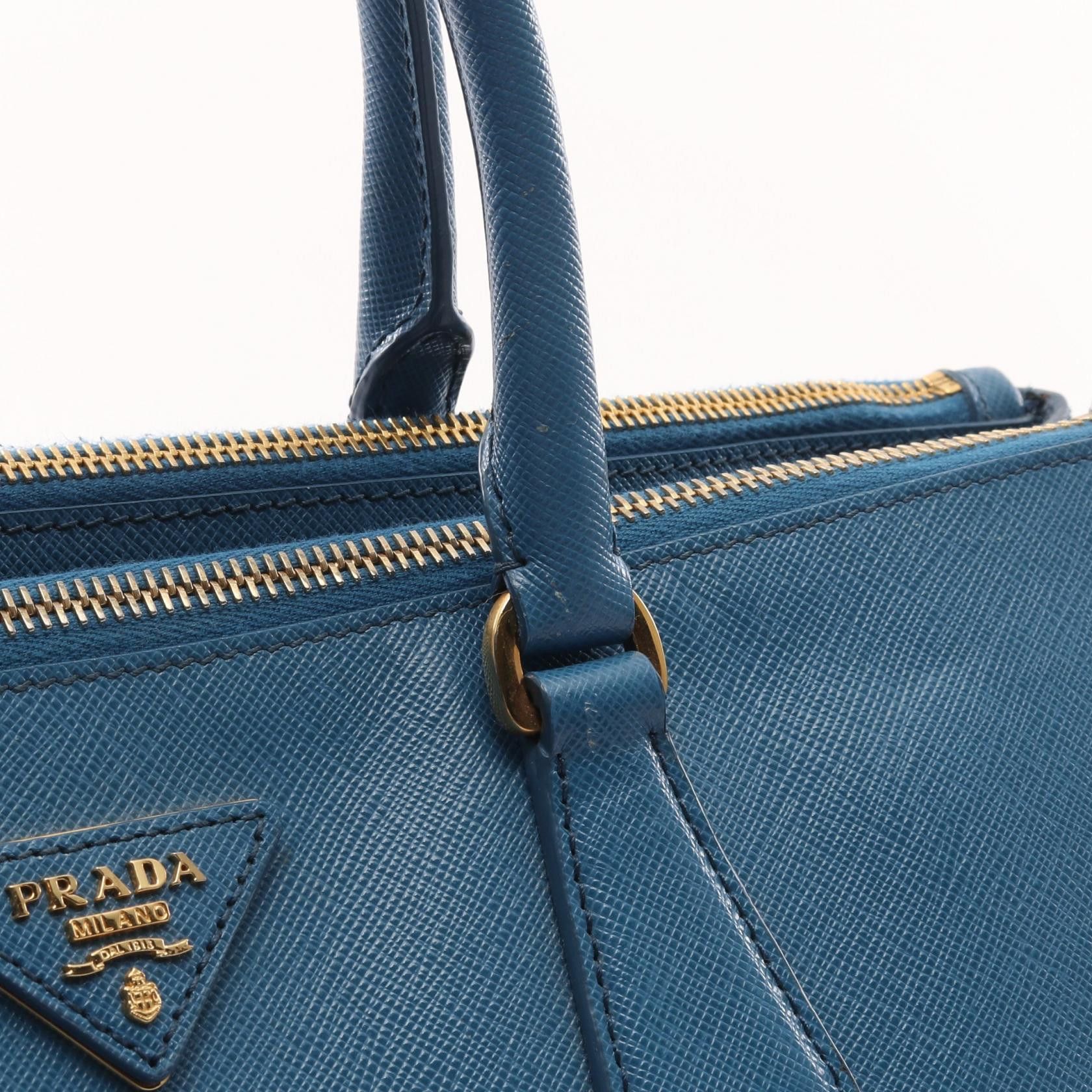 Prada Prada Saffiano Lux Galleria Handbag Tote Bag Leather Blue Size ONE SIZE - 8 Thumbnail