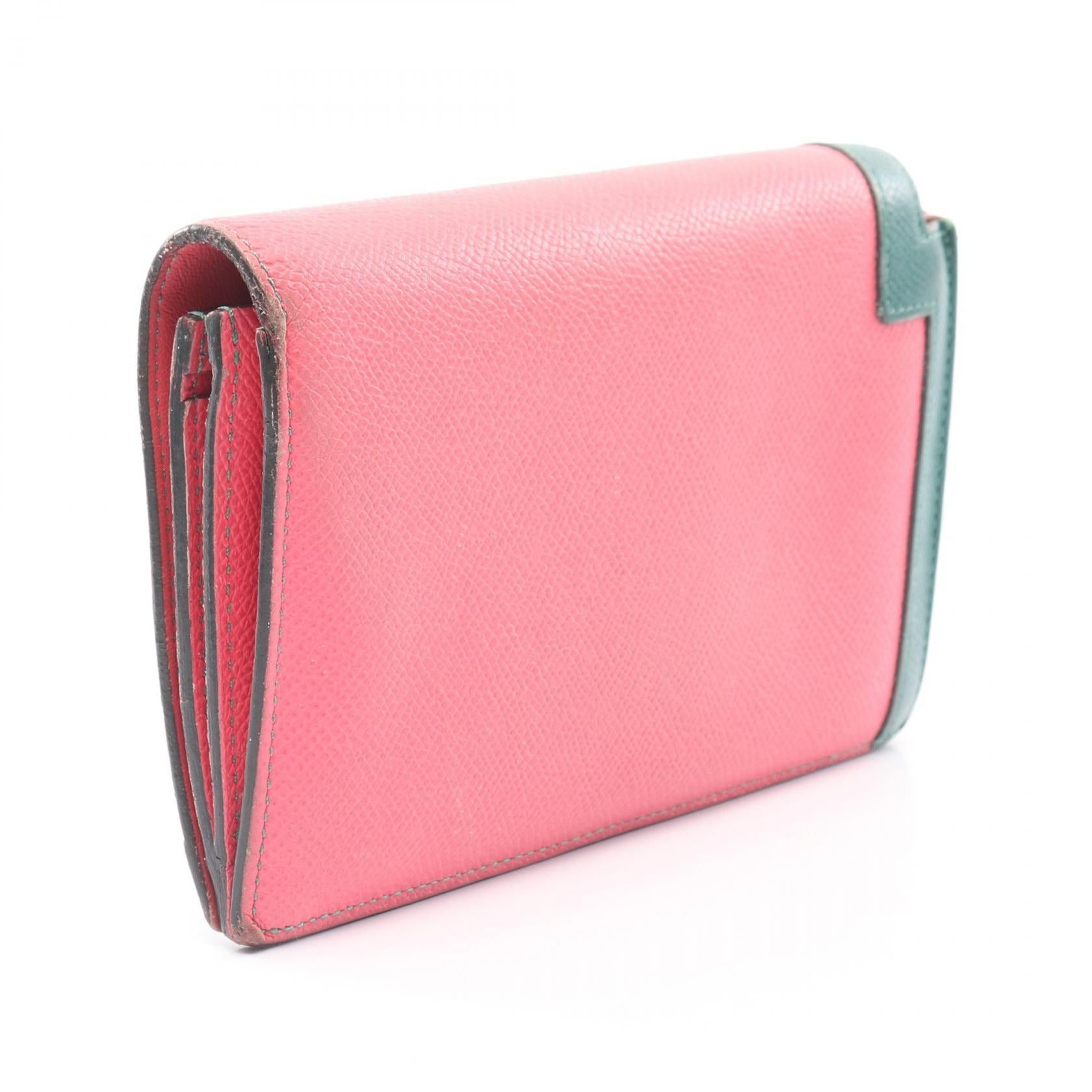 Hermes Hermes Camaille Combine Long Rose Azalea Malachite Lime Bi-Fold Wallet Veau Epsom Pink Green Yellow Silver Hardware A Stamp Size ONE SIZE - 2 Thumbnail