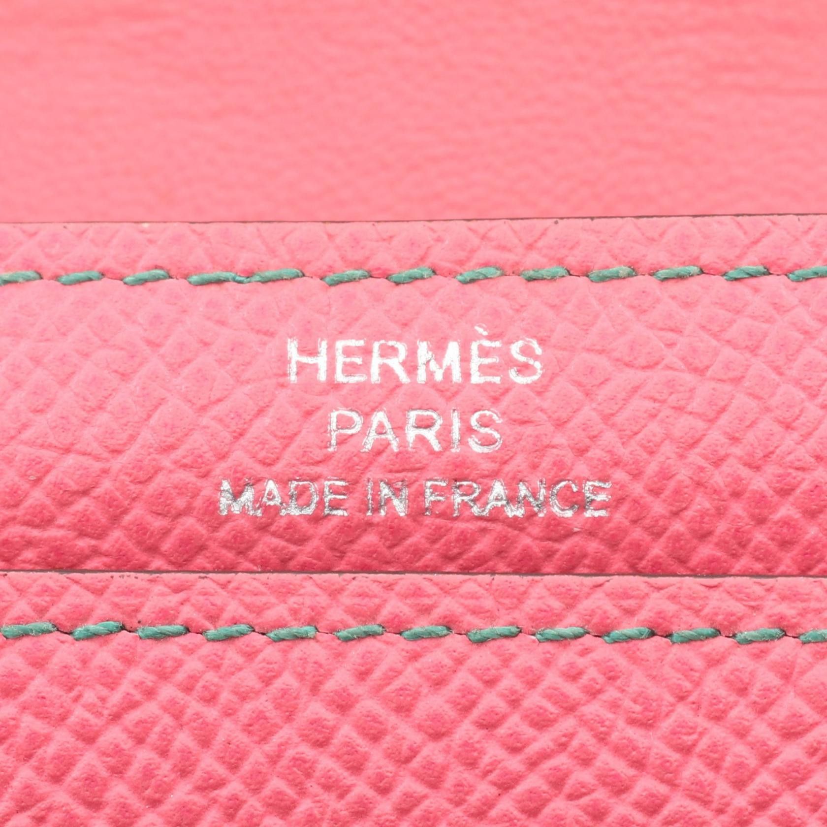 Hermes Hermes Camaille Combine Long Rose Azalea Malachite Lime Bi-Fold Wallet Veau Epsom Pink Green Yellow Silver Hardware A Stamp Size ONE SIZE - 4 Thumbnail