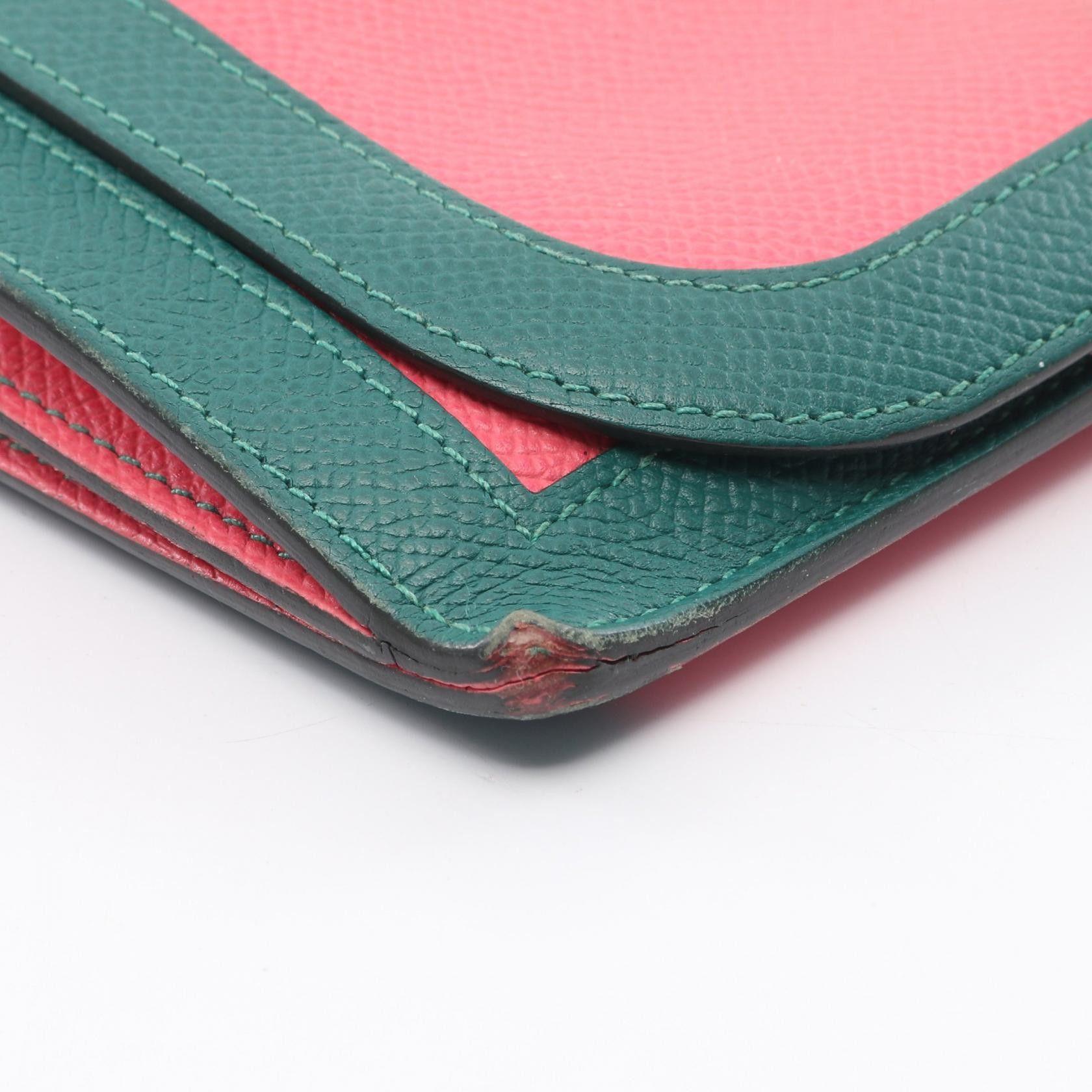 Hermes Hermes Camaille Combine Long Rose Azalea Malachite Lime Bi-Fold Wallet Veau Epsom Pink Green Yellow Silver Hardware A Stamp Size ONE SIZE - 6 Thumbnail