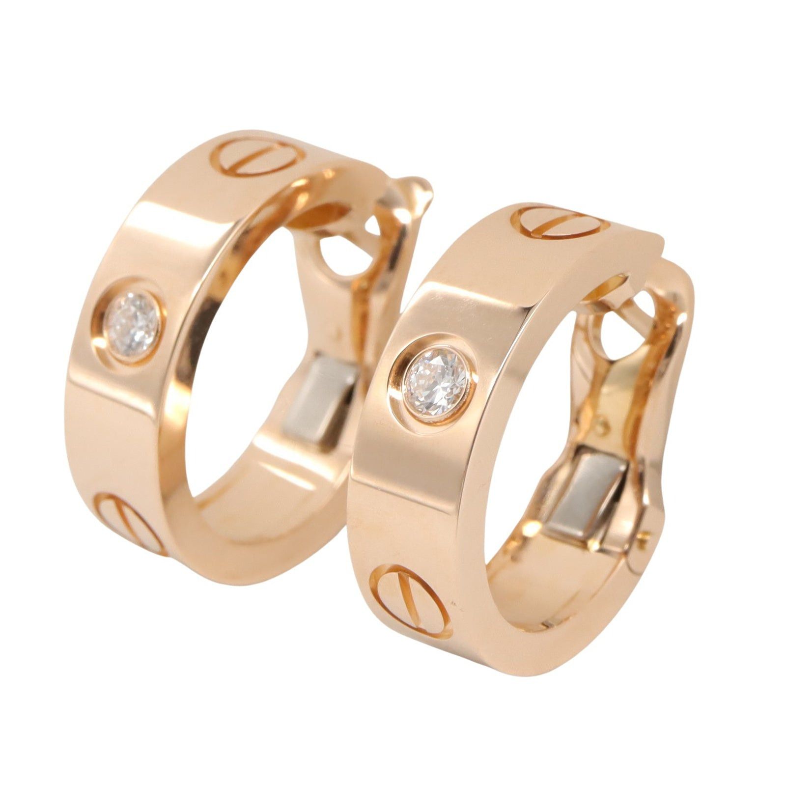 Cartier Cartier Love Hoop Earrings Diamond K18Pg (Pink Gold) Clear Size ONE SIZE - 2 Thumbnail