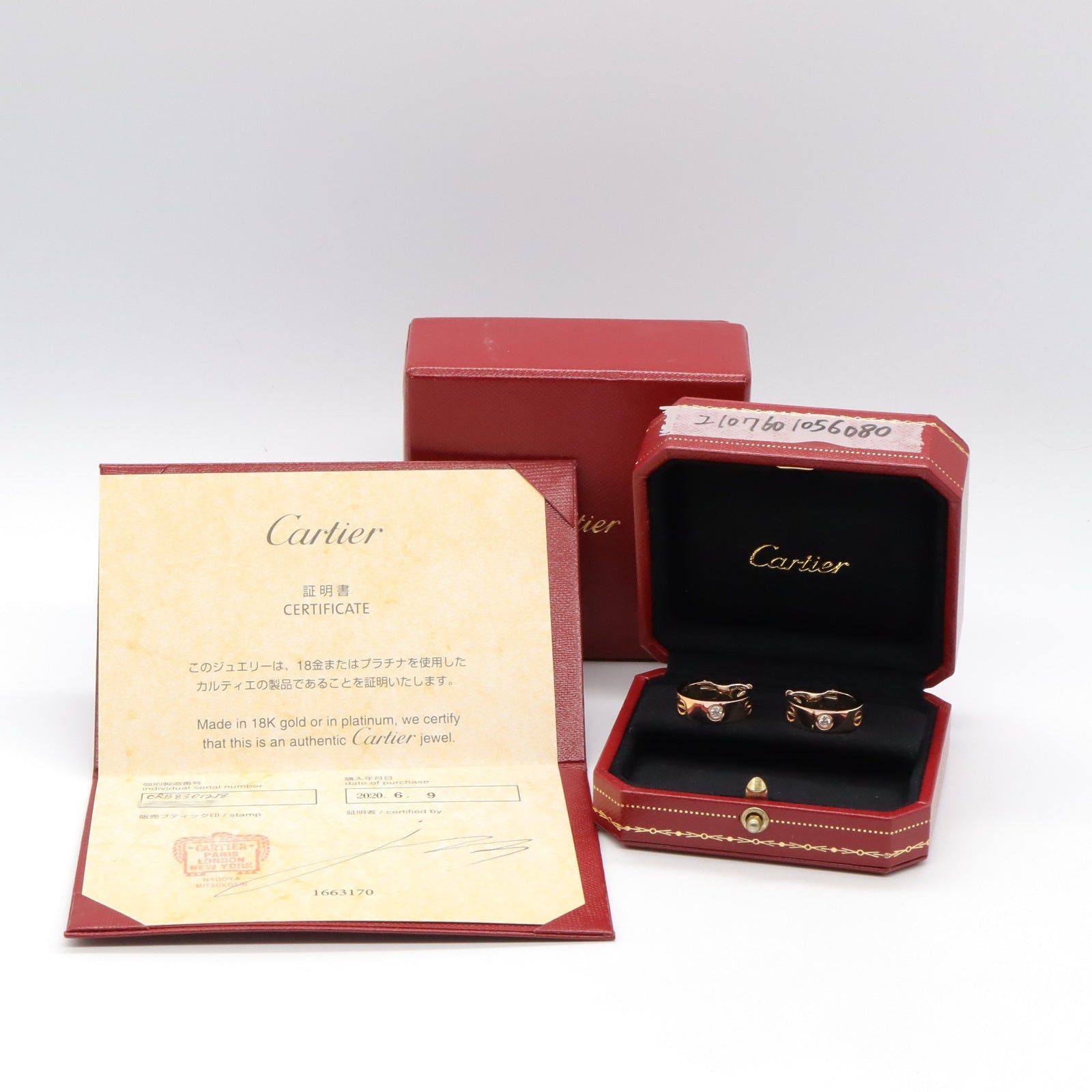 Cartier Cartier Love Hoop Earrings Diamond K18Pg (Pink Gold) Clear Size ONE SIZE - 7 Thumbnail
