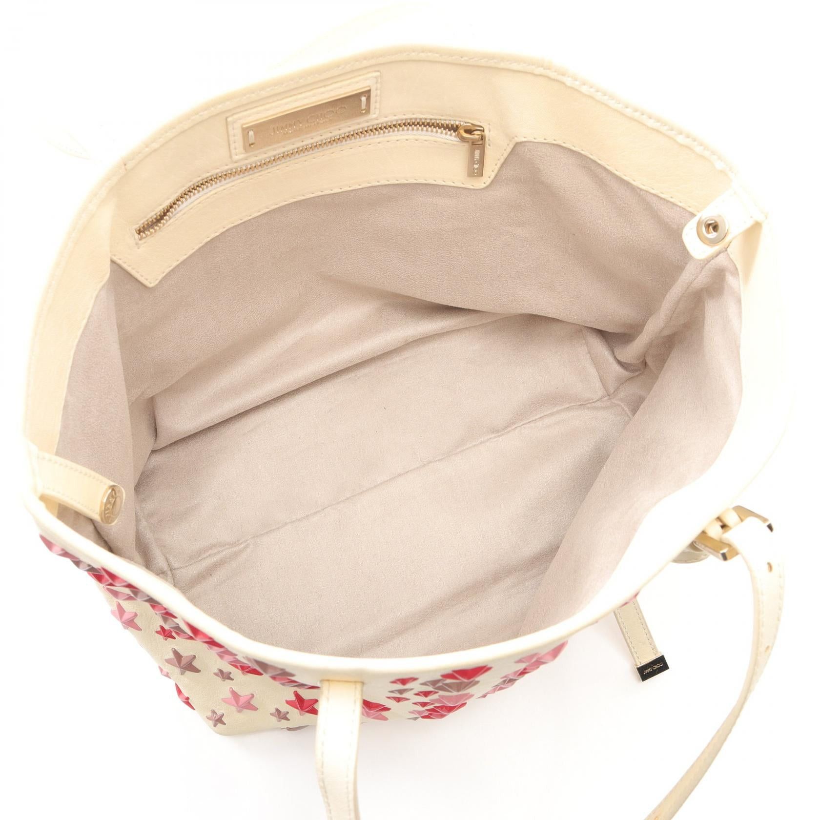 Jimmy Choo Jimmy Choo Sasha S Handbag Tote Bag Leather Ivory Multicolored Star Studs Size ONE SIZE - 3 Thumbnail
