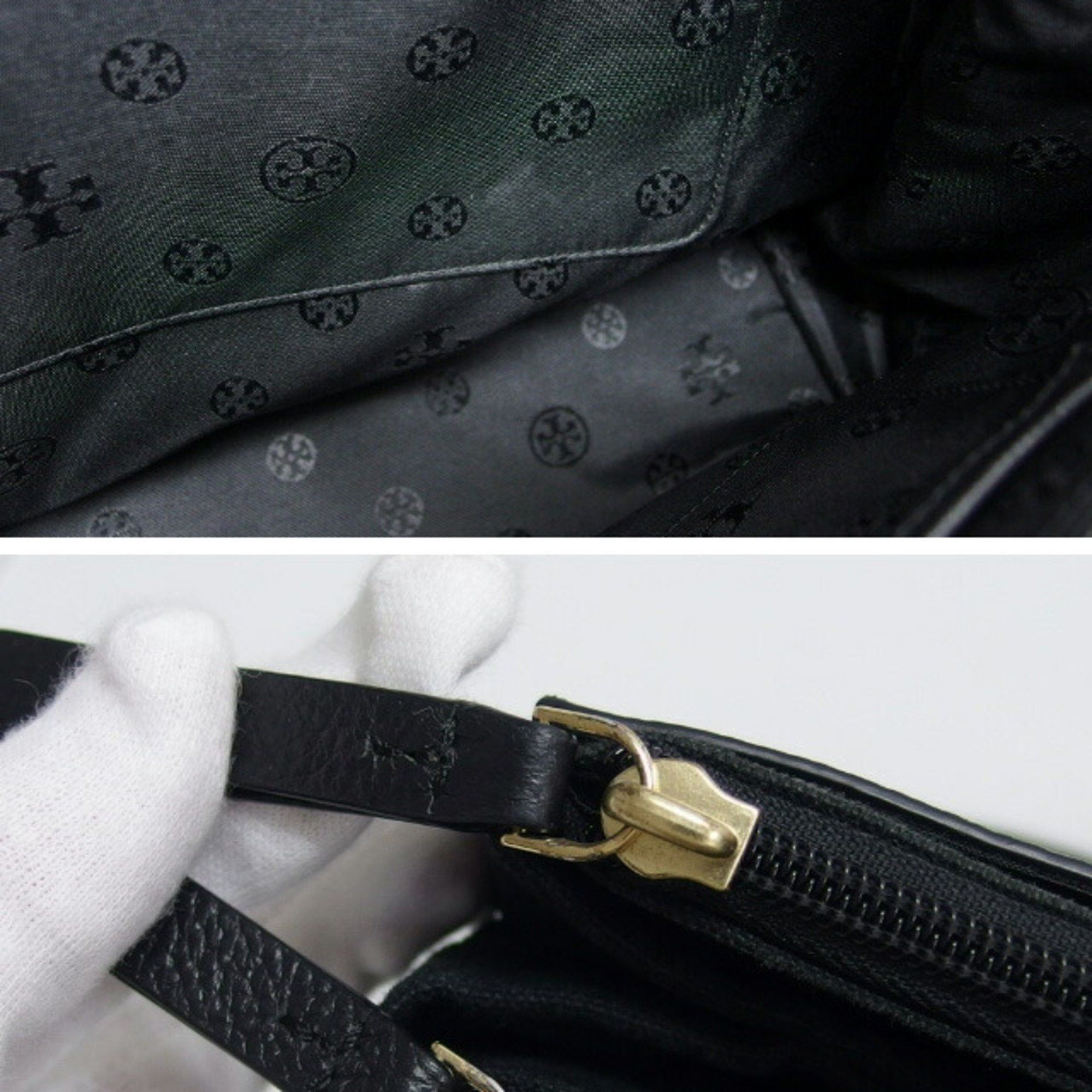 Tory Burch Tory Burch Ella Leather Tote Bag Double T Black Size ONE SIZE - 11 Thumbnail