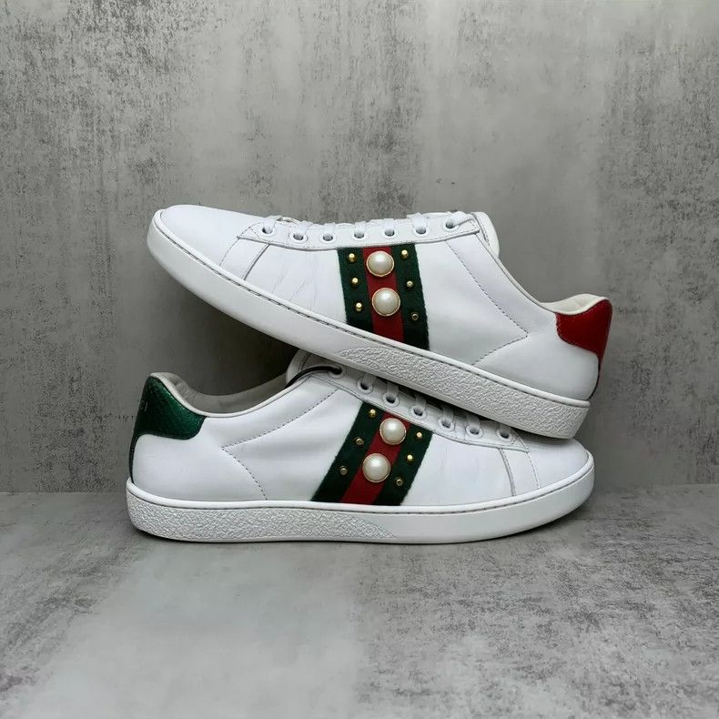 Gucci Gucci White Pearl Studded Sneakers Size 36.5 Size US 6 / IT 36 - 2 Thumbnail