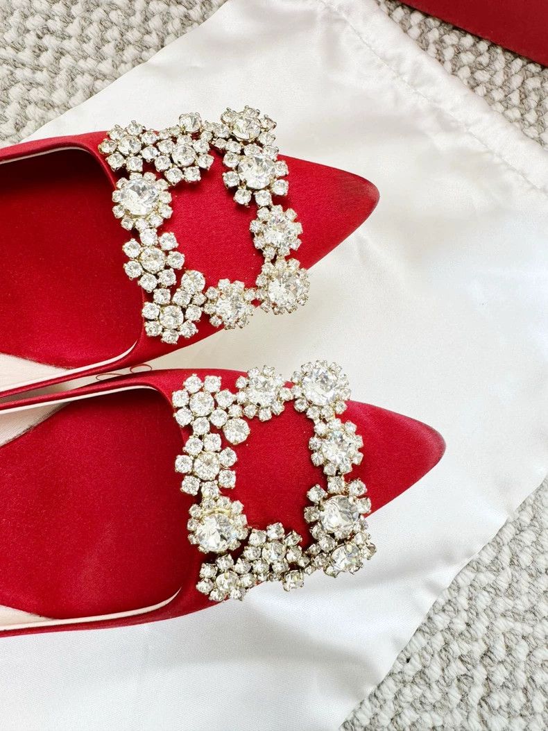Roger Vivier Roger Vivier Red Satin Flats with Rhinestones Size US 7 / IT 37 - 2 Thumbnail