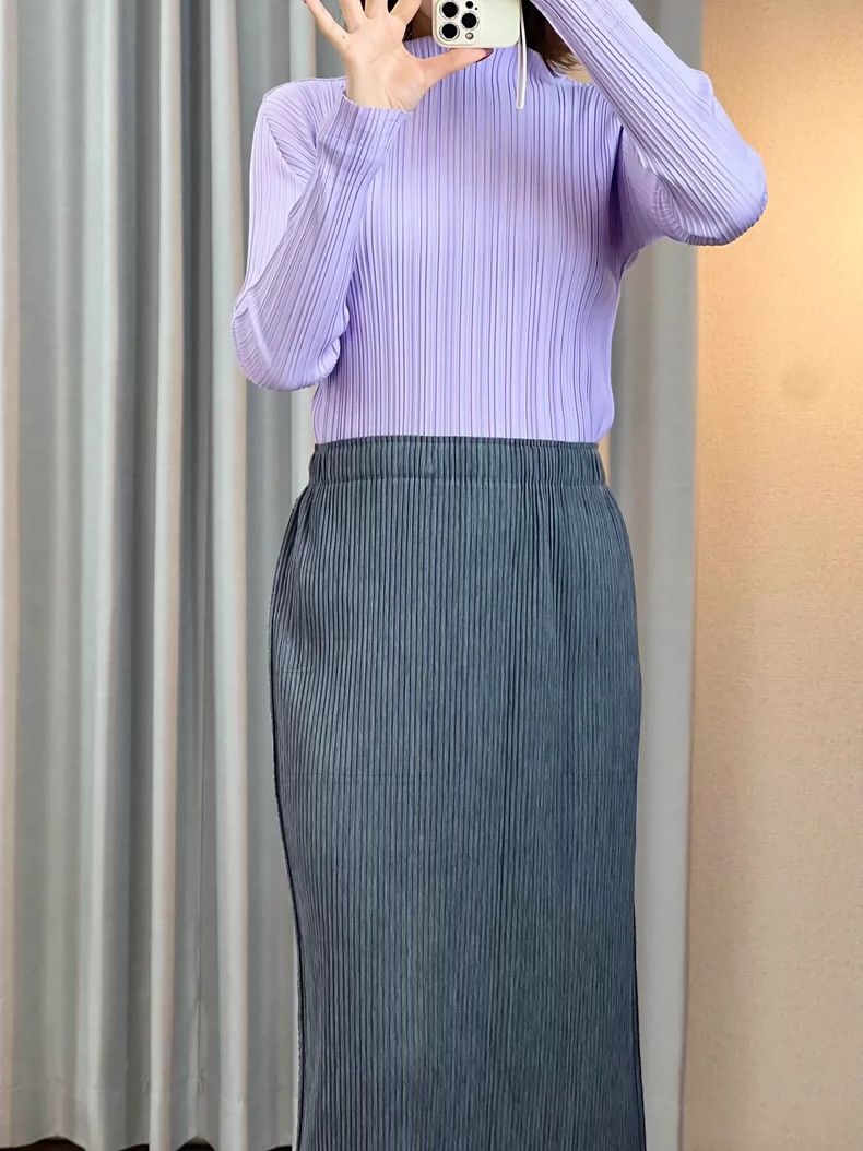 Issey Miyake Issey Miyake Gray Straight Midi Skirt Size 22" - 9 Thumbnail