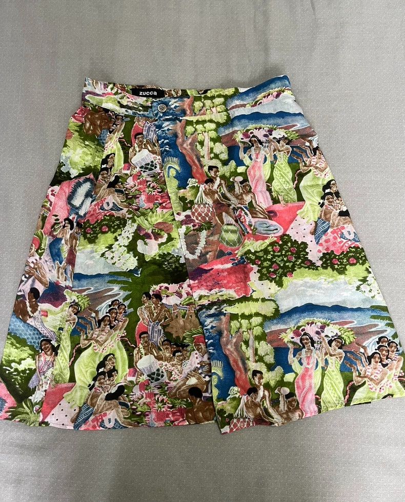 Yohji Yamamoto Vintage Zucca Printed Skirt with Layered Design Size 30" / US 8 / IT 44 - 2 Thumbnail
