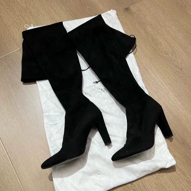 Stuart Weitzman Stuart Weitzman Over-the-Knee Black Suede Boots Size US 6 / IT 36 - 2 Thumbnail