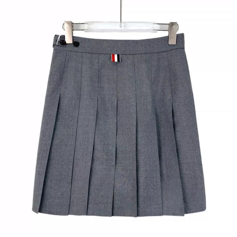 Thom Browne Gray Pleated Wool Mini Skirt by Thom Browne Size 40" / US 18 - 2 Thumbnail