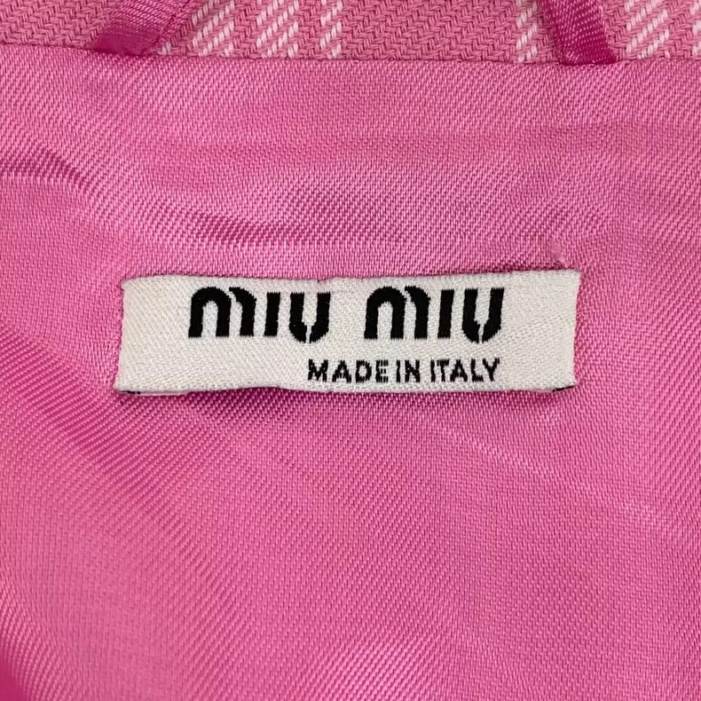 Miu Miu MiuMiu Pink Logo Plaid Long Sleeve Jacket Size S / US 4 / IT 40 - 5 Thumbnail