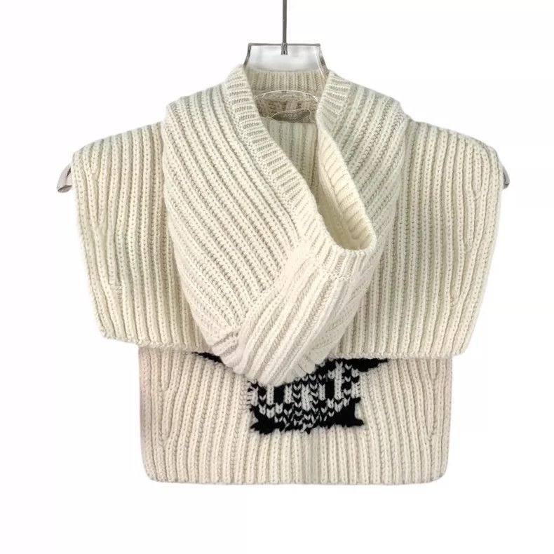 Prada Prada Cream Cashmere Knit Hooded Scarf Size ONE SIZE - 2 Thumbnail