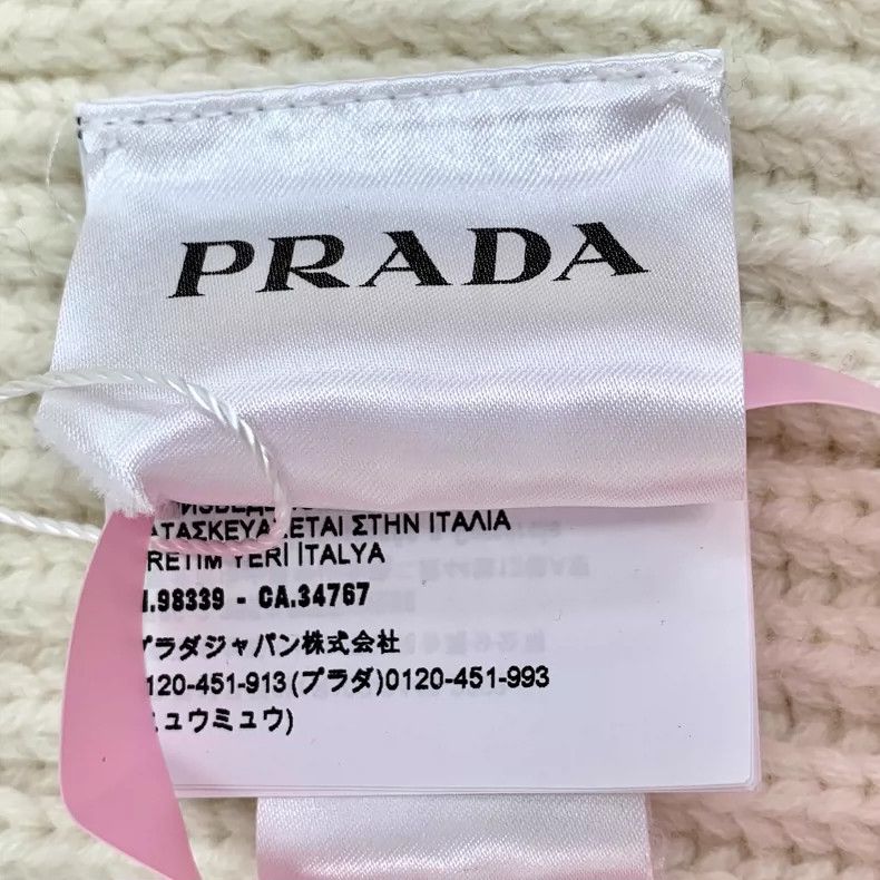 Prada Prada Cream Cashmere Knit Hooded Scarf Size ONE SIZE - 7 Thumbnail