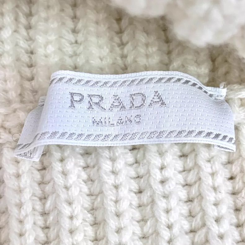 Prada Prada Cream Cashmere Knit Hooded Scarf Size ONE SIZE - 6 Thumbnail