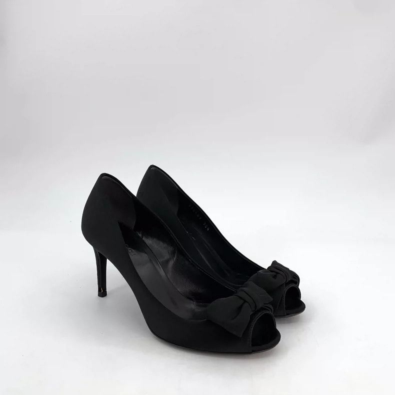 Gucci Gucci Black Bow Peep Toe High Heels Size US 5 / IT 35 - 2 Thumbnail