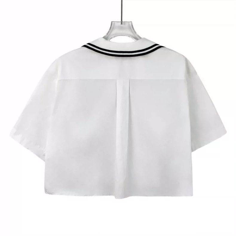 Miu Miu MiuMiu White Logo Short Sleeve Shirt Size S / US 4 / IT 40 - 2 Thumbnail