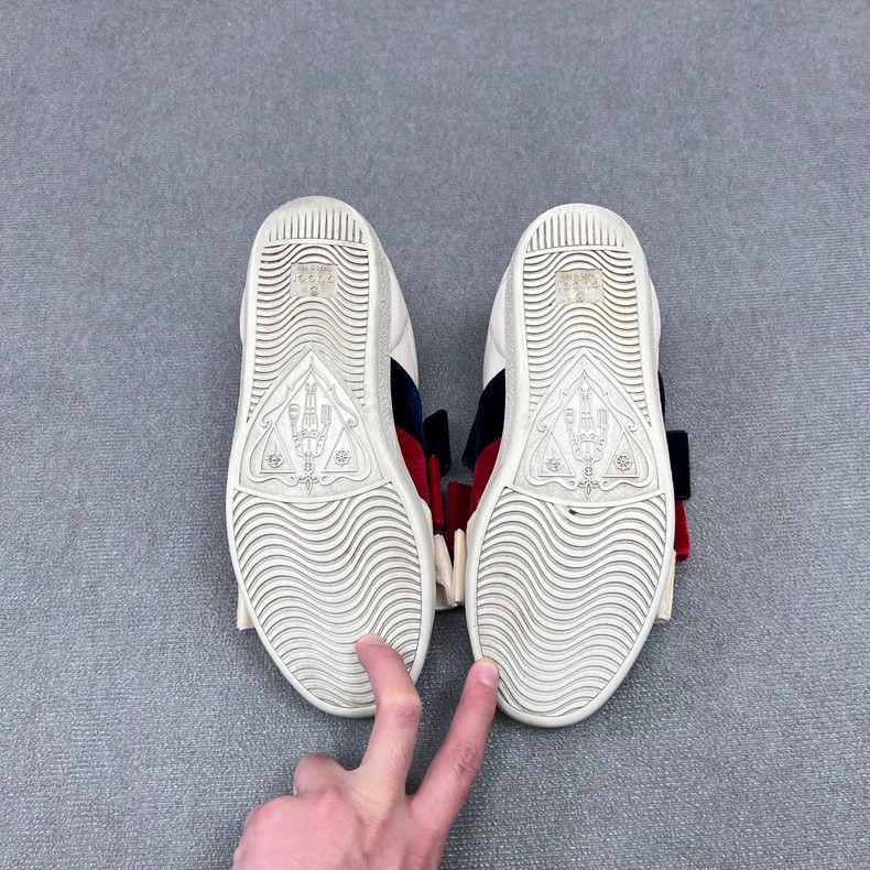 Gucci Gucci White Velvet Bow Slip-On Sneakers Size US 7 / IT 37 - 7 Thumbnail