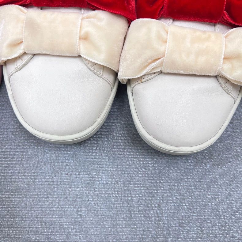 Gucci Gucci White Velvet Bow Slip-On Sneakers Size US 7 / IT 37 - 4 Thumbnail