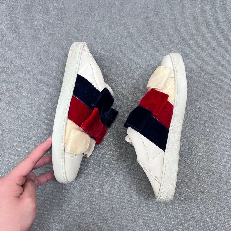 Gucci Gucci White Velvet Bow Slip-On Sneakers Size US 7 / IT 37 - 5 Thumbnail