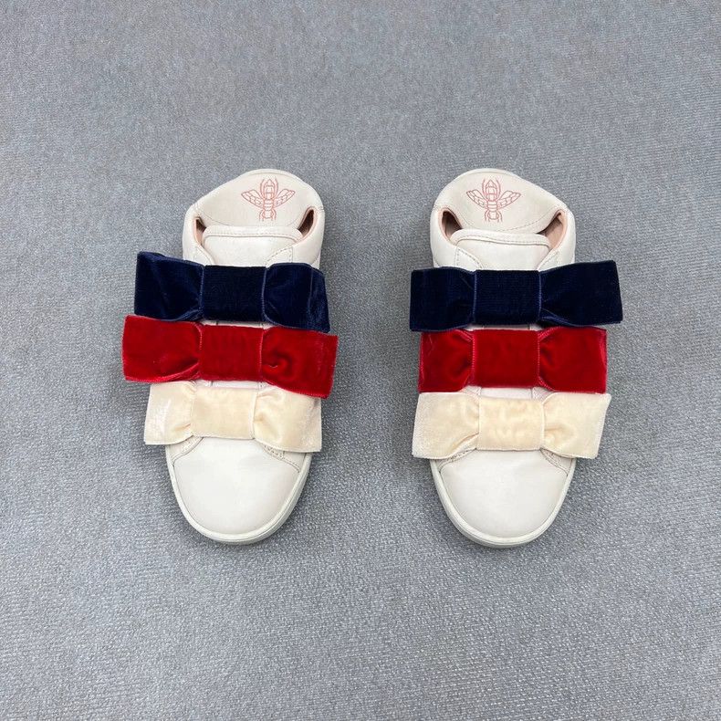 Gucci Gucci White Velvet Bow Slip-On Sneakers Size US 7 / IT 37 - 3 Thumbnail