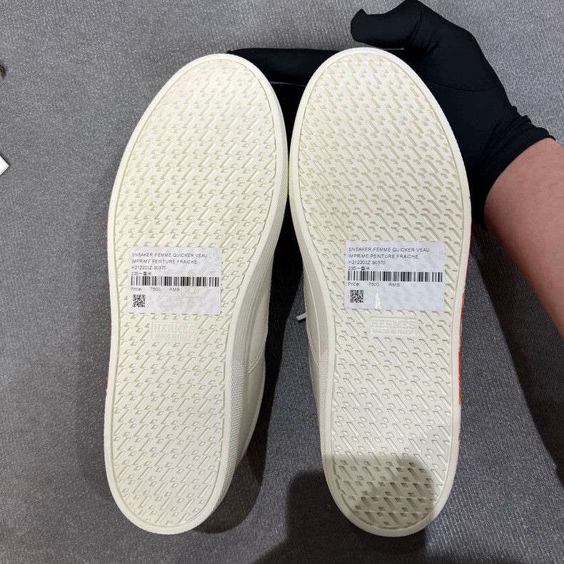 Hermes Hermes Quicker White Orange Low-Top Sneakers Size US 6 / IT 36 - 7 Thumbnail