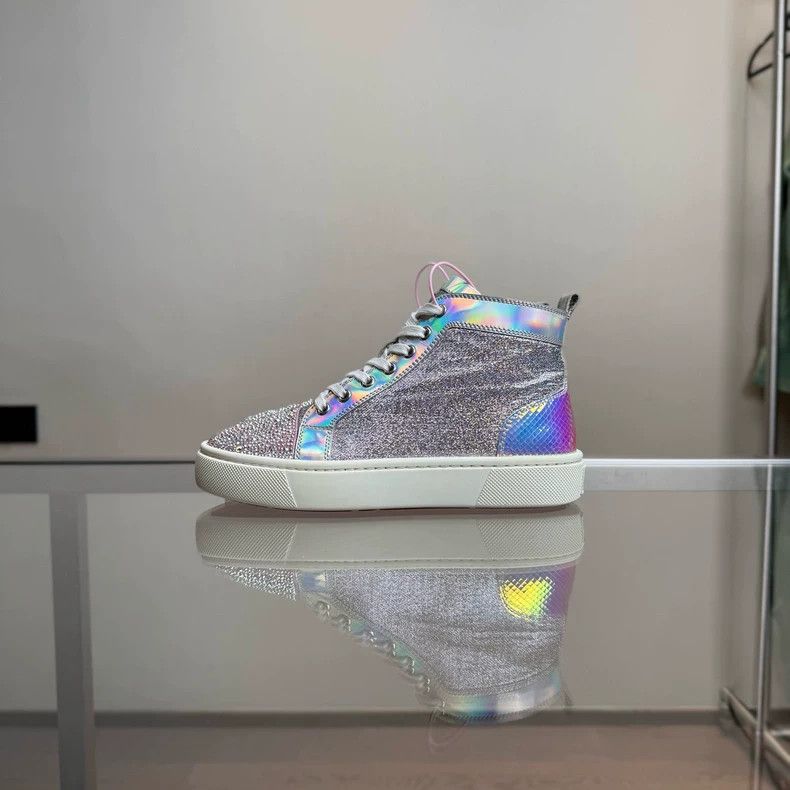 Christian Louboutin CL Christian Louboutin Rainbow Glitter High-top Sneakers Size US 7 / IT 37 - 3 Thumbnail