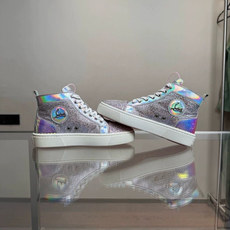 Christian Louboutin CL Christian Louboutin Rainbow Glitter High-top Sneakers Size US 7 / IT 37 - 4 Thumbnail