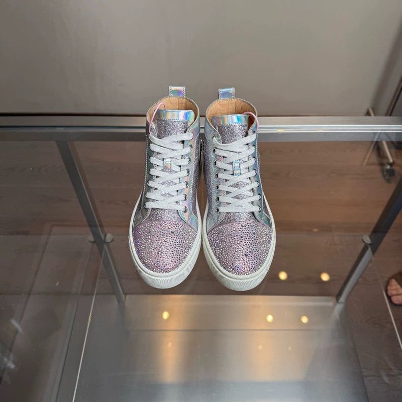 Christian Louboutin CL Christian Louboutin Rainbow Glitter High-top Sneakers Size US 7 / IT 37 - 6 Thumbnail