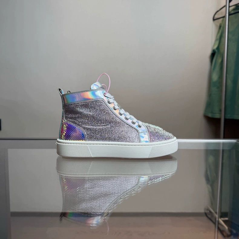 Christian Louboutin CL Christian Louboutin Rainbow Glitter High-top Sneakers Size US 7 / IT 37 - 2 Thumbnail