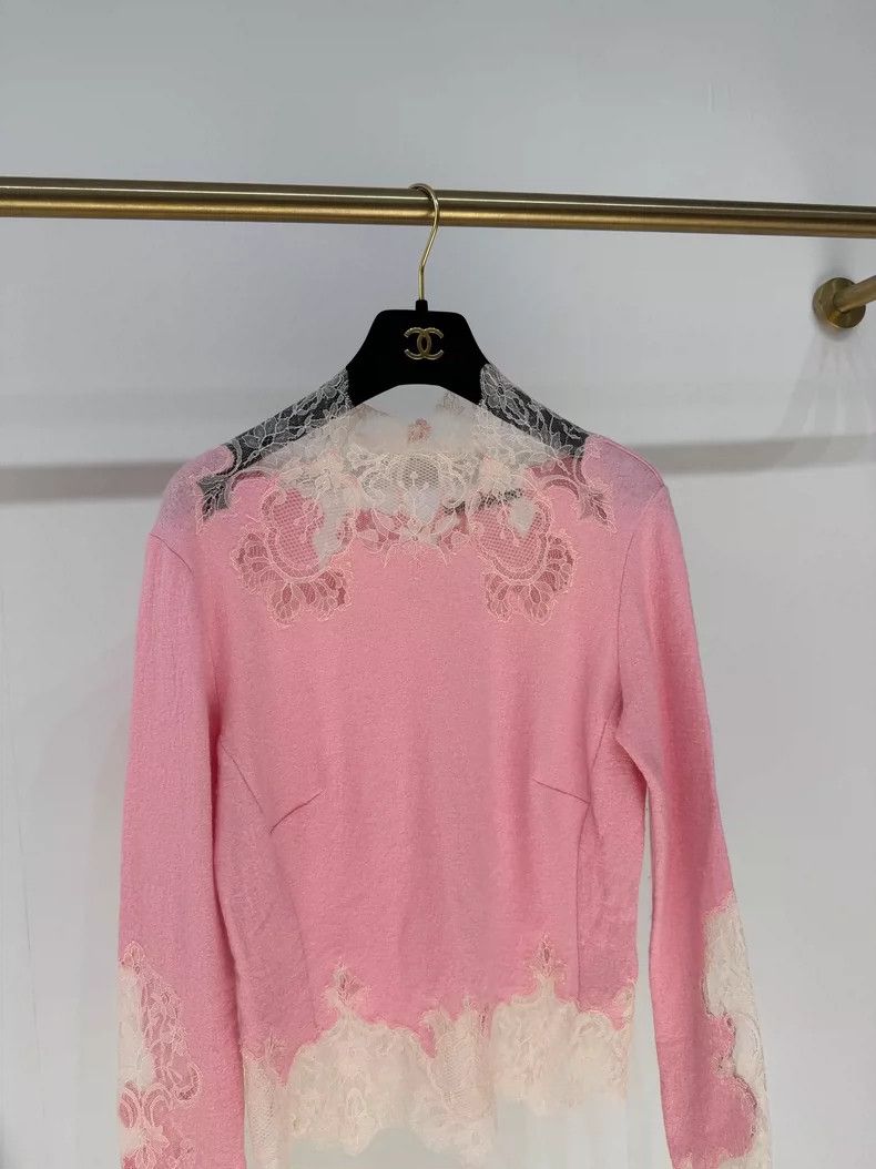 Ermanno Scervino Pink Lace Knitted Top by Ermanno Scervino Size M / US 6-8 / IT 42-44 - 3 Thumbnail