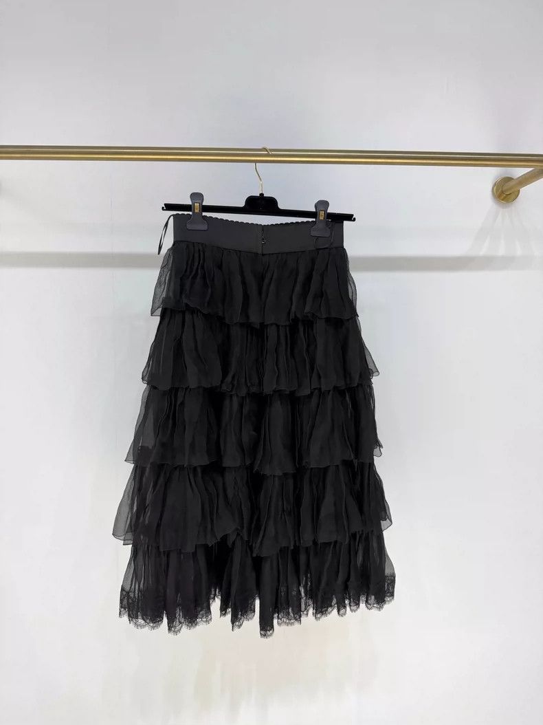 Dolce & Gabbana Dolce & Gabbana Black Ruffled Lace Skirt Size 36" / US 14 / IT 50 - 2 Thumbnail