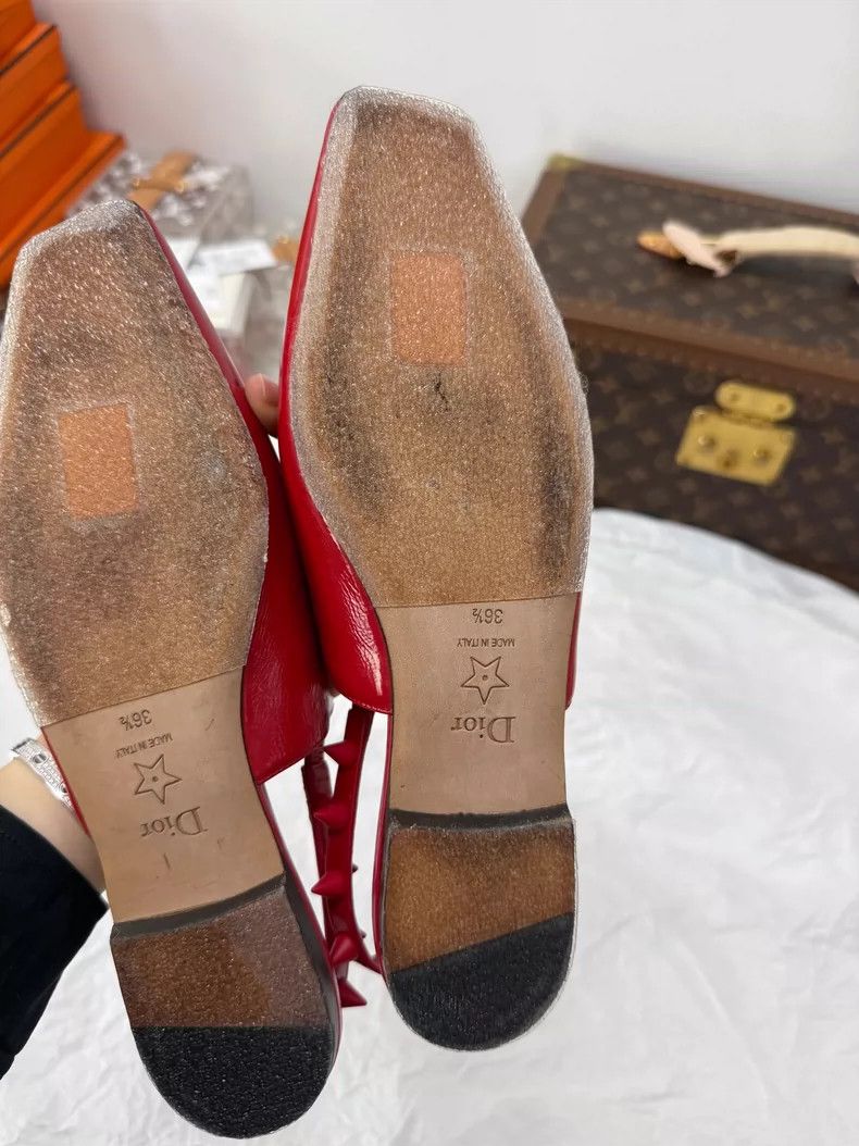 Dior Dior Red Flat Shoes with Flower Detail Size US 6 / IT 36 - 5 Thumbnail